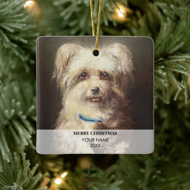 Dog Cat Photo Pet Memorial Gift Portrait Christmas Ceramic Ornament (Tree)