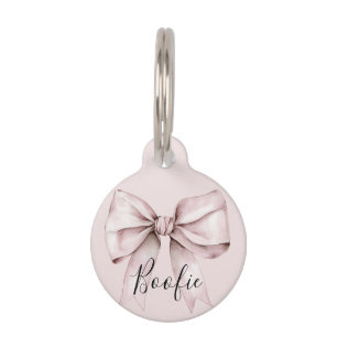 Dog Cat Pink Bow & Blush Bow Personalised Pet Tag