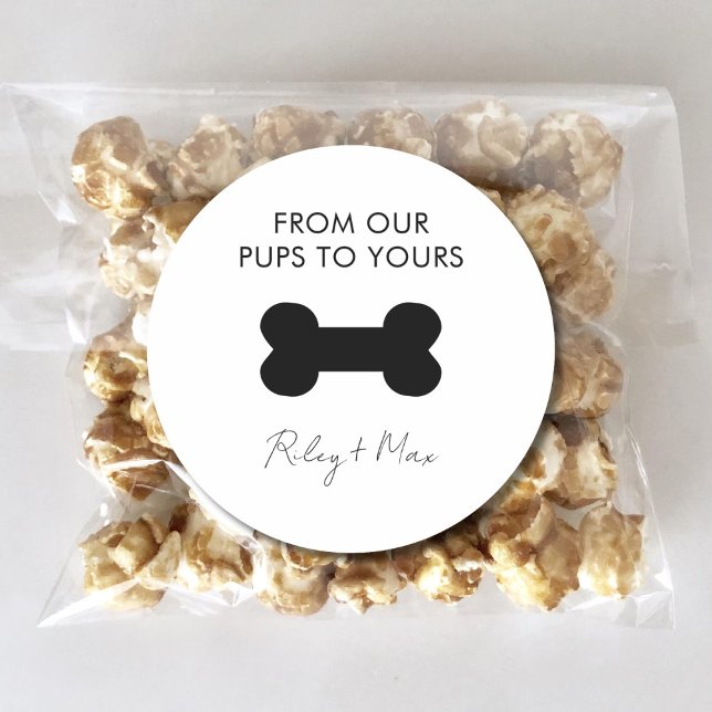 Dog Cat Puppy Treat Wedding Favour From Our Pups Classic Round Sticker (Creator Uploaded)