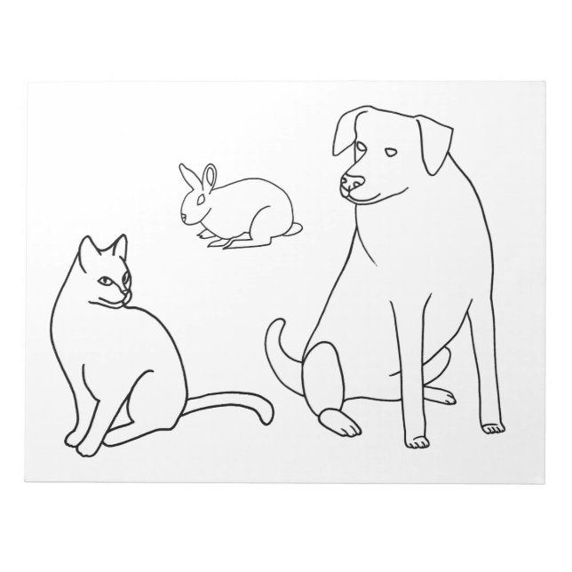 Dog Cat Rabbit Colouring Sheets on Notepads (Front)