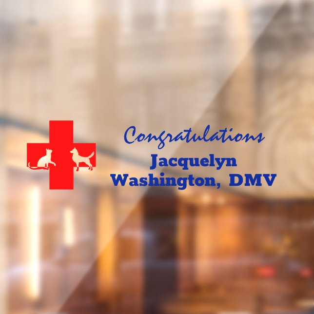 Dog Cat & Red Cross Congratulations Veterinarian   Window Cling (Sheet 2)