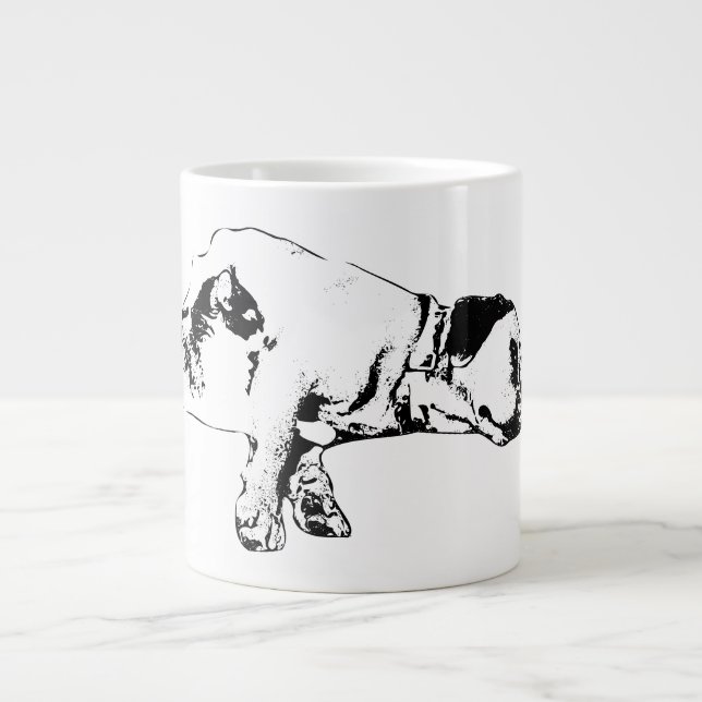 Dog & Cat Resting Together Monochrome Art Mug (Front)