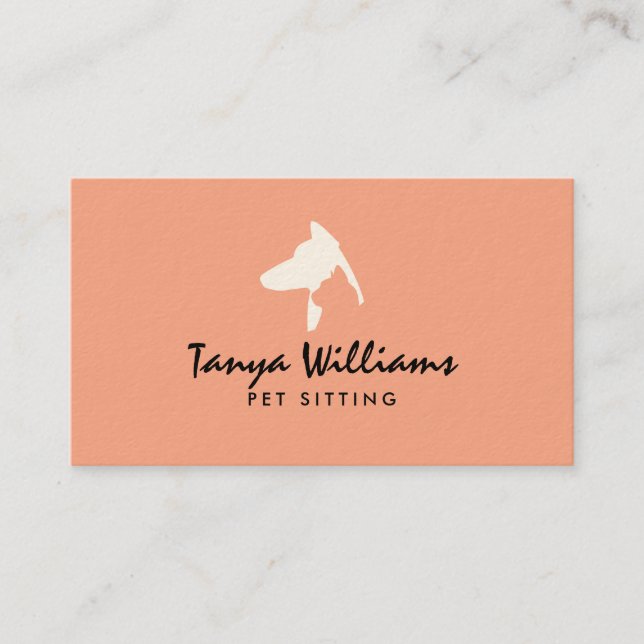 Dog cat silhouette logo pet sitting  business card (Front)