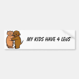Dog & Cat Smile Bumper Sticker My Kids Have 4 Legs