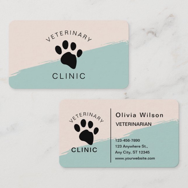 Dog Cat Veterinary Clinic Veterinarian Single-Side Business Card (Front/Back)