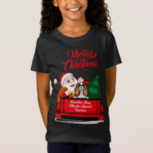 Dog Cavalier King Charles Spaniel Santa Red Truck T-Shirt