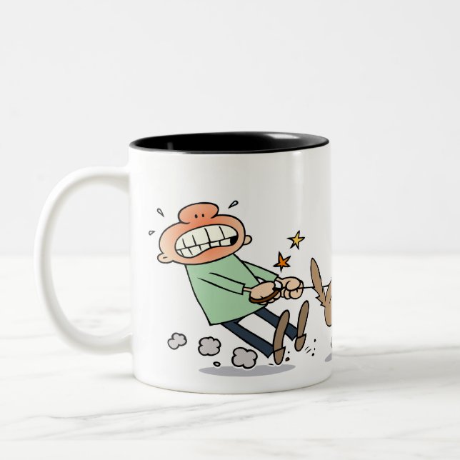 Dog chasing a squirrel Two-Tone coffee mug (Left)