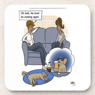 Dog Chasing Dream Beverage Coaster