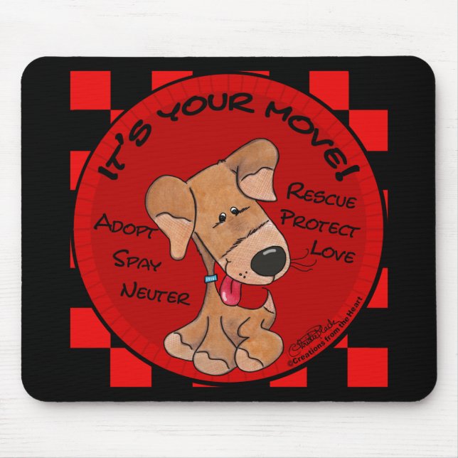 Dog Chequered Board-Your Move Mouse Mat (Front)