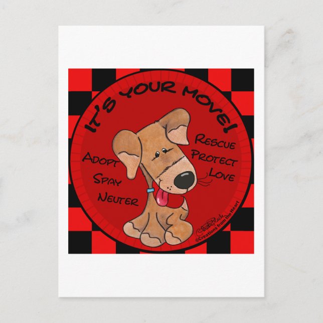 Dog Chequered Board-Your Move Postcard (Front)