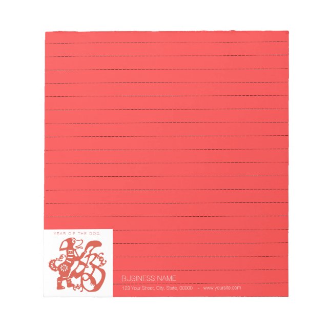 Dog Chinese Papercut corporate Lined Notepad (Front)