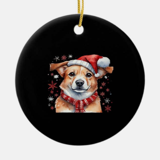 Dog chrismes Classic T-Shirt Ceramic Tree Decoration (Front)