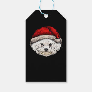 Dog Christmas Bichon Santa Hat On A Bichon Frise E Gift Tags