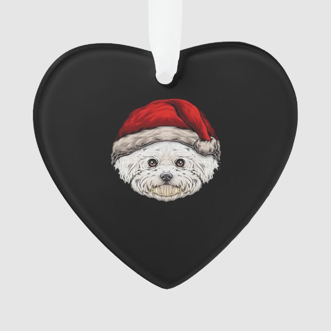 Dog Christmas Bichon Santa Hat On A Bichon Frise E Ornament (Front)