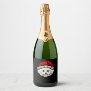Dog Christmas Bichon Santa Hat On A Bichon Frise E Sparkling Wine Label