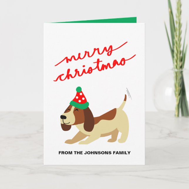 Dog Christmas Card, Personalised Cute Xmas Card (Front)