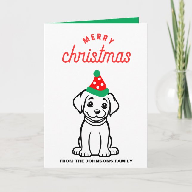 Dog Christmas Card, Personalised Cute Xmas Card (Front)