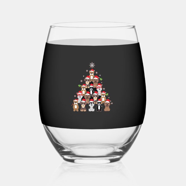 Dog Christmas Classic T-Shirt Stemless Wine Glass (Front)