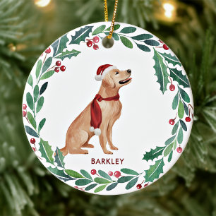 Dog Christmas Custom Pet Holiday Golden Retriever Ceramic Tree Decoration