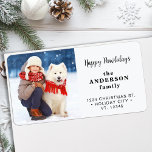 Dog Christmas Custom Photo Modern Return Address Label<br><div class="desc">Add a touch of personality and joy to your holiday greeting cards with our Cute and Modern Photo Return Address Labels! Perfect for families who love to showcase their furry friends, these labels feature a fun and festive design that includes a customisable photo space, ideal for a snapshot of your...</div>