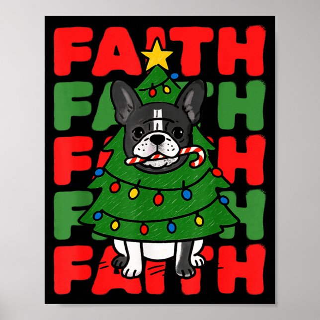 Dog Christmas Faith French Bulldog Puppy Family Gr Poster (Front)
