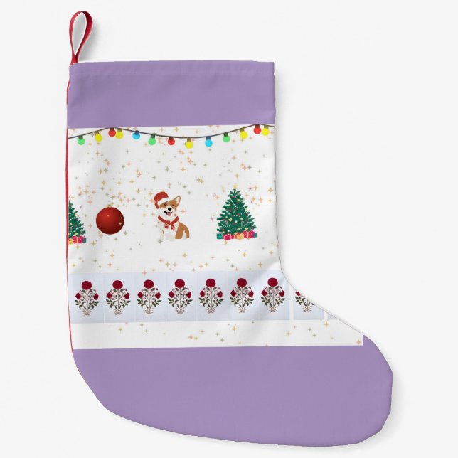 Dog christmas festive  small christmas stocking (Front)
