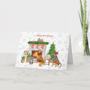 Dog Christmas, Havanese, Golden Retriever, Lab Mix Card