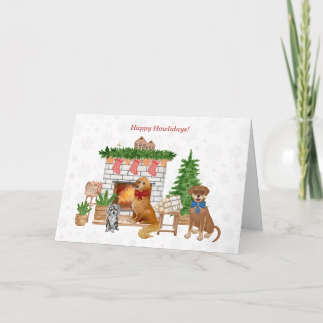 Dog Christmas, Havanese, Golden Retriever, Lab Mix Card (Front)