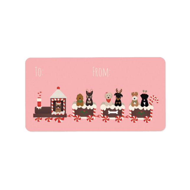 Dog Christmas Holiday Train Label (Front)