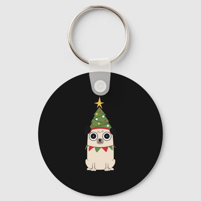 dog Christmas  Key Ring (Front)
