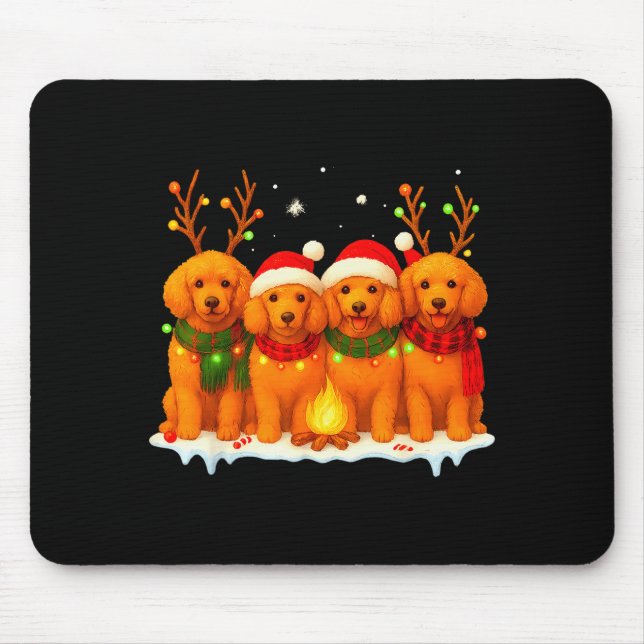 Dog Christmas Light Reindeer Santa Christmas Odle  Mouse Mat (Front)