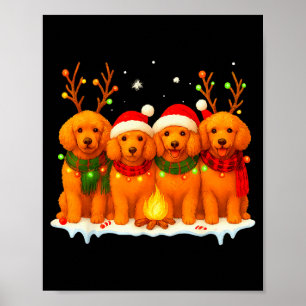 Dog Christmas Light Reindeer Santa Christmas Odle  Poster
