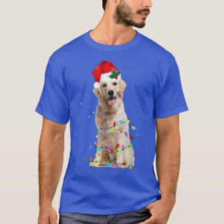 Dog Christmas Light Santa Hat Golden Dogs Lovers T-Shirt