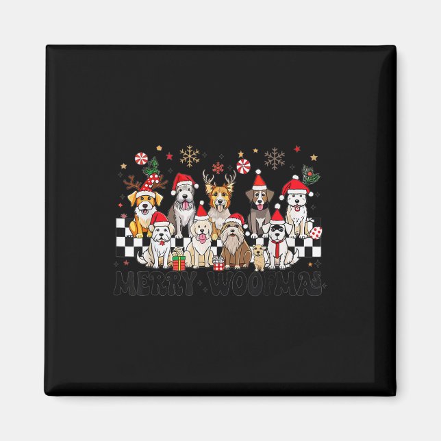 Dog Christmas Merry Woofmas Dog Lover New Year  Magnet (Front)
