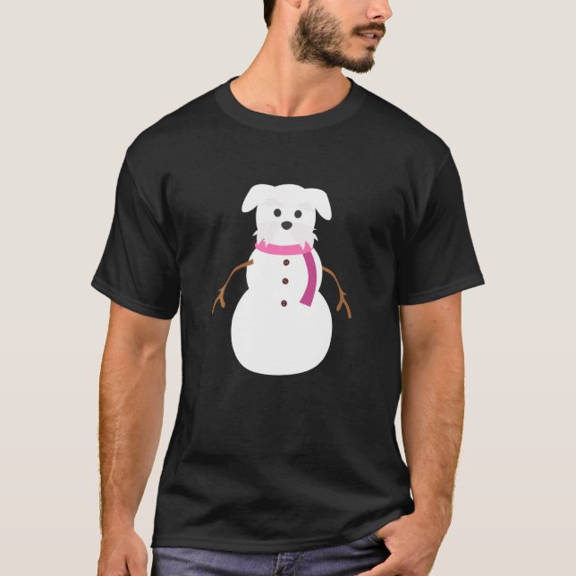 Dog  Christmas 'miniature Schnauzer Snowman' Chris T-Shirt (Front)