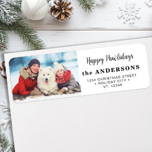 Dog Christmas Modern Custom Photo Return Address