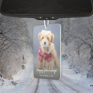 Dog Christmas   Modern Cute Puppy Happy Pawlidays Car Air Freshener