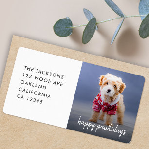 Dog Christmas   Modern Cute Puppy Happy Pawlidays Label