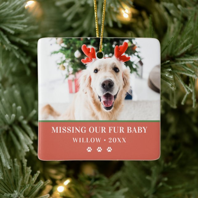 Dog Christmas Modern Photo Happy Pawlidays Ceramic Ornament (Tree)