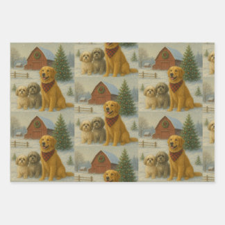 Dog Christmas Ornament Wrapping Paper Sheet