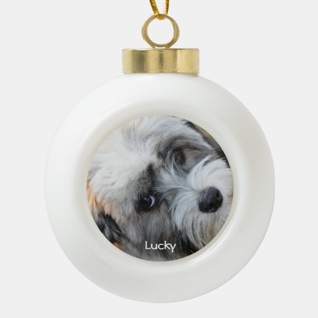 Dog Christmas Ornaments Ceramic Ball Custom Photo (Front)