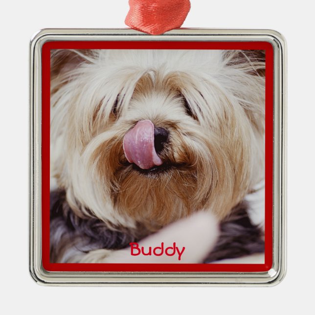 Dog Christmas Ornaments Metal Add Custom Photo (Front)