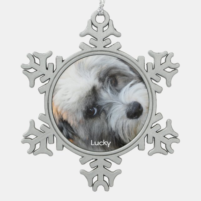 Dog Christmas Ornaments Pewter Add Custom Photo (Front)