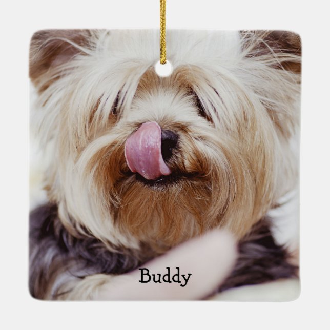 Dog Christmas Ornaments Square Add Photo Custom (Back)