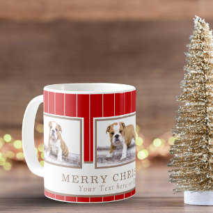 Dog Christmas Personalised Pet 3 Photo Collage Coffee Mug