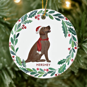 Dog Christmas Personalised Pet Chocolate Labrador Ceramic Tree Decoration