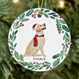 Dog Christmas Personalised Pet Yellow Labrador Ceramic Tree Decoration