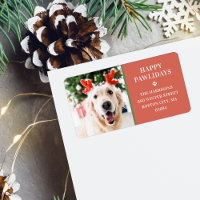 Dog Christmas Photo Happy Pawlidays Address