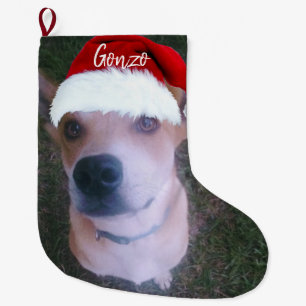 Dog Christmas Photo Personalized Name Large Christmas Stocking