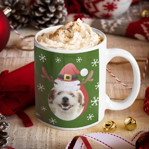 Dog Christmas Photos w/ Santa Reindeer Antler Hats Coffee Mug